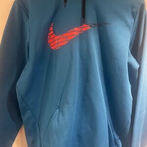 Nike Blue Hoodie with Red Logo